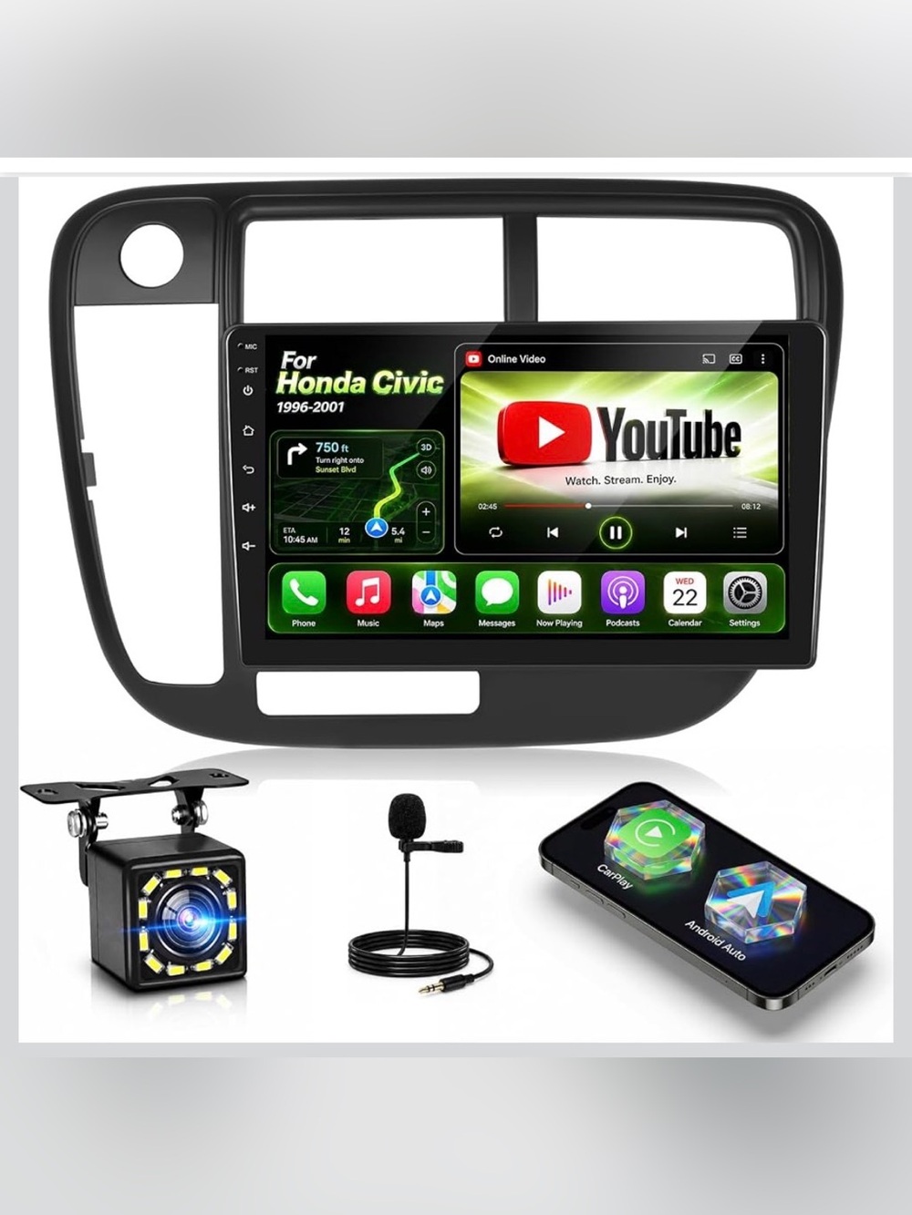 Car Radio Stereo for Honda Civic 1996-2001with Carplay
9 inch